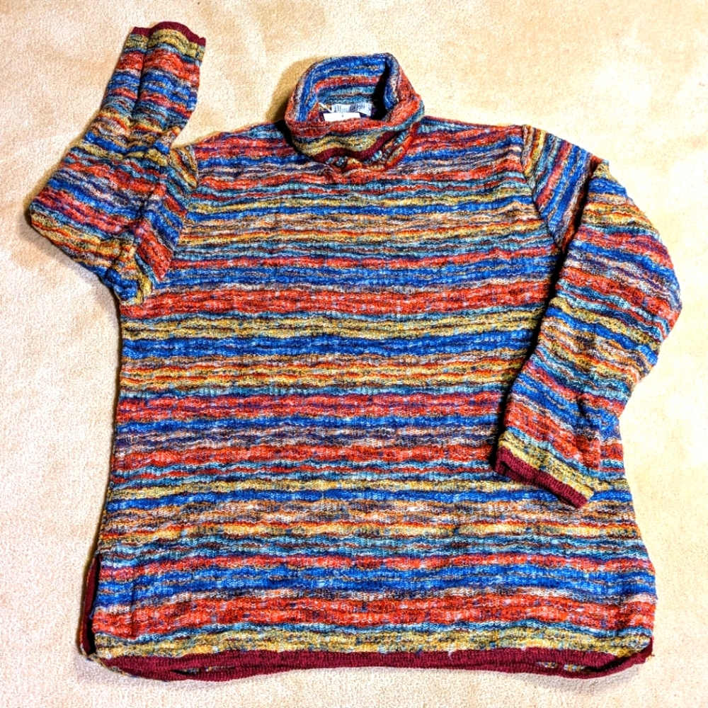 Women's Miss College Multi-color Soft Wool Blend Turtleneck Sweater | Size XL - Picture 2 of 10